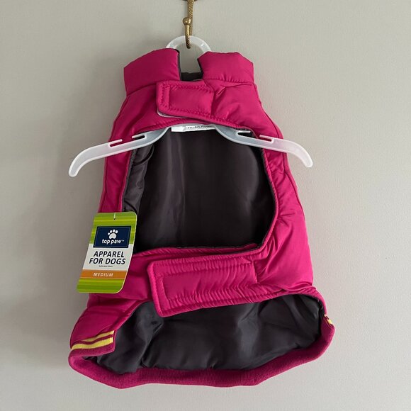 NWT | Top Paw Pink with Yellow trim Puffer Dog Jacket | Size Medium - Picture 7 of 7